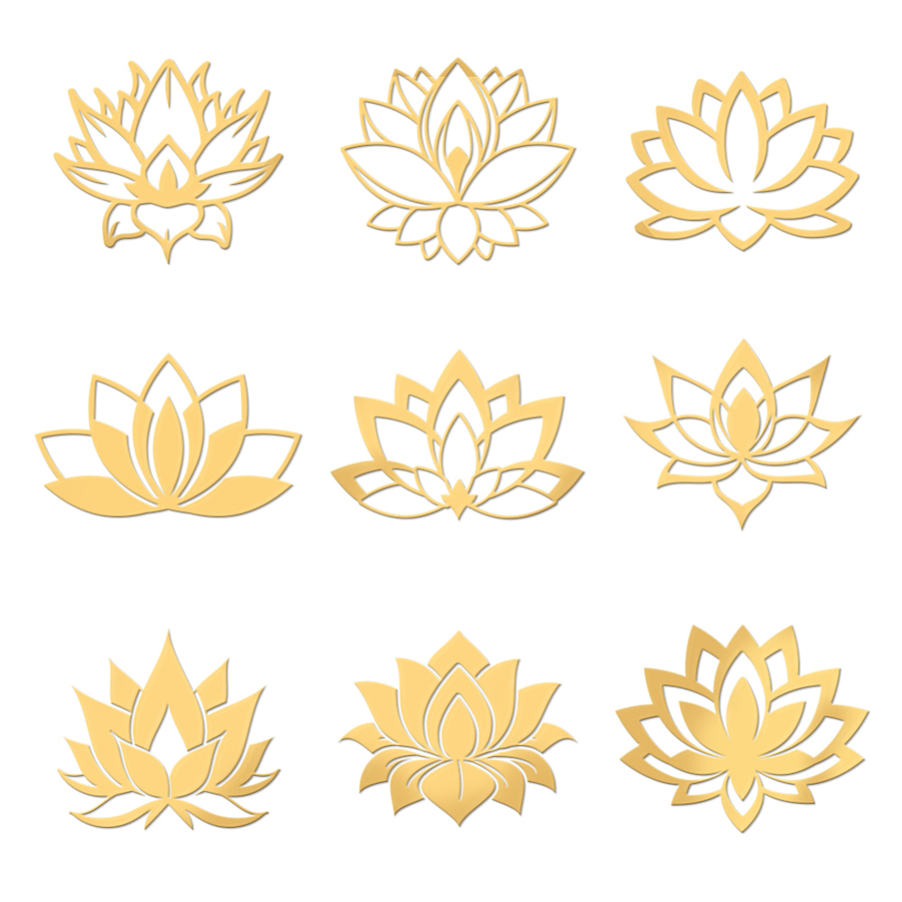 Resin Craft Material - ニッケル装飾ステッカー金属樹脂フィラーエポキシ樹脂 UV 樹脂クラフト充填材ゴールデン 7 月ロータス 40x40mm