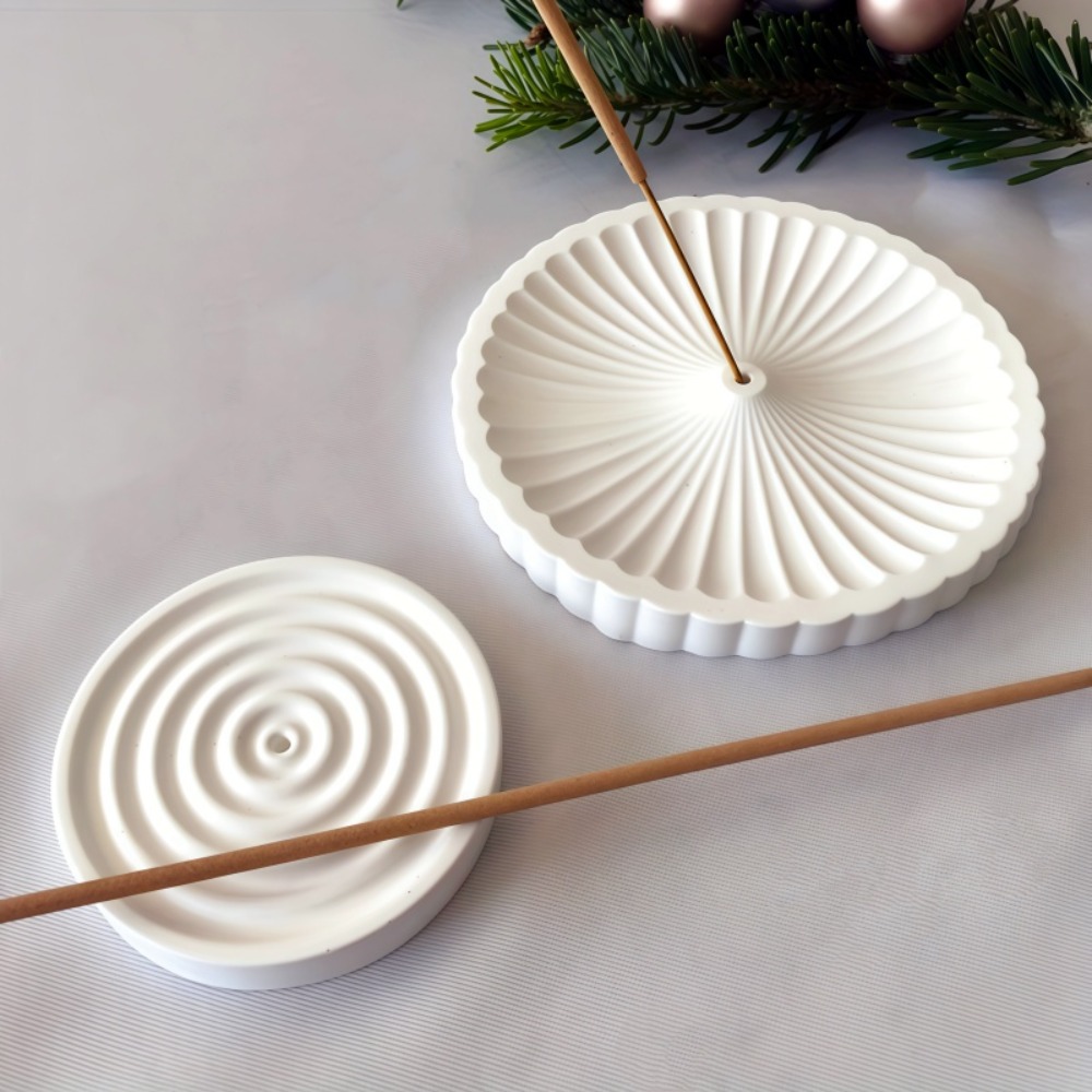 Coaster Mold Round - 2個入り丸型香炉シリコンモールド挿入プレート石膏棒ブラケット装飾アロマセラピートレイ樹脂シリコンモールド