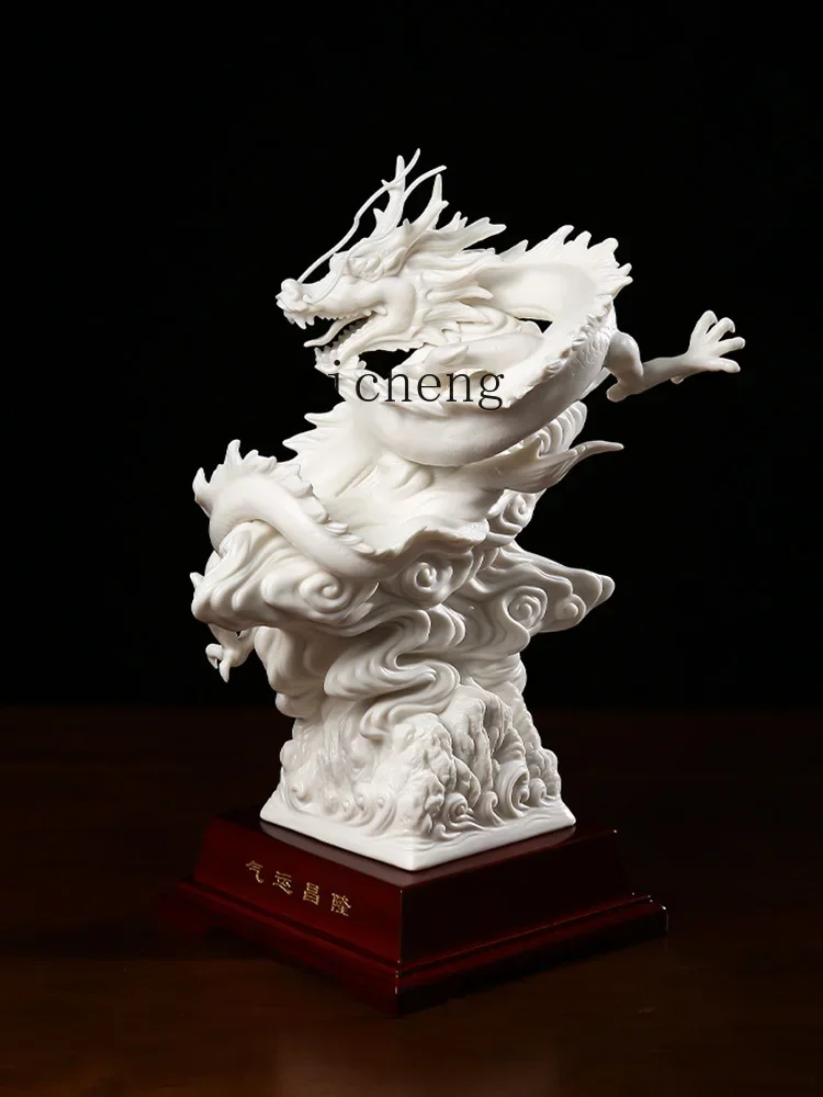b13白磁航空輸送繁栄工芸品セラミックドラゴン装飾品干支マス - Resin Crafts のレビューと価格