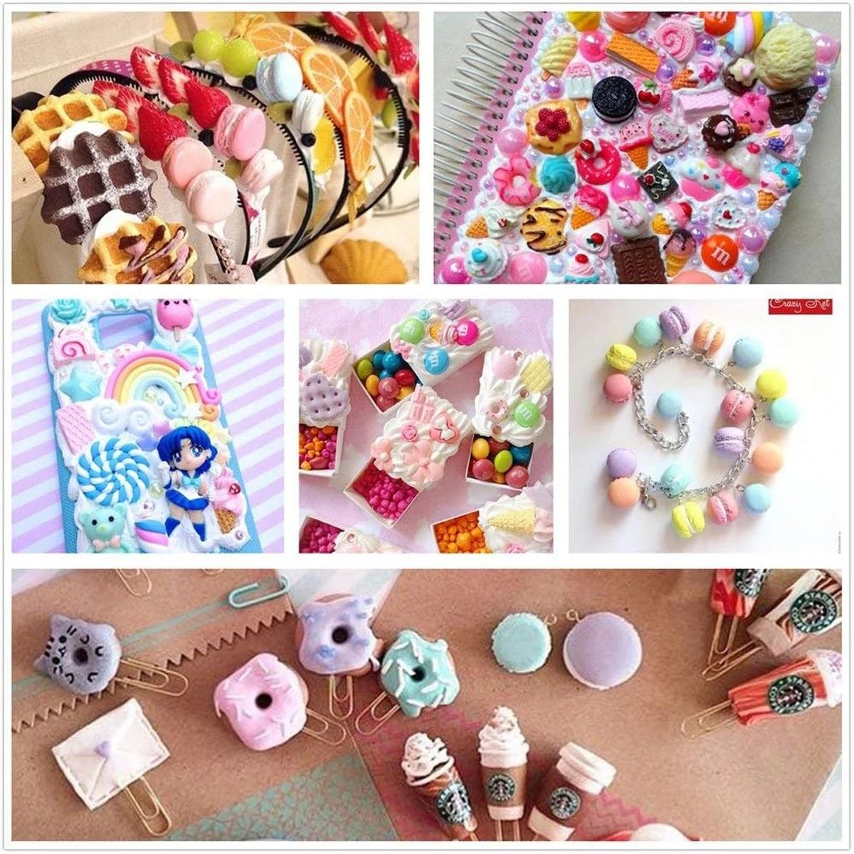 ミックスレジンスイーツフラットバックスライムチャームセット、 - Resin Craft Kit のレビューと価格